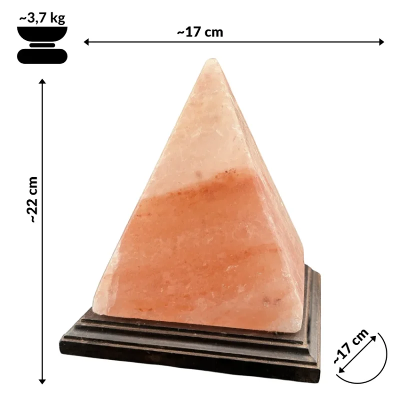 Rzeźbiona lampa solna w kształcie piramidy w rozmiarze XL z różowej soli himalajskiej
